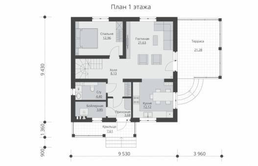 Одноэтажный жилой дом с мансардой и подвалом